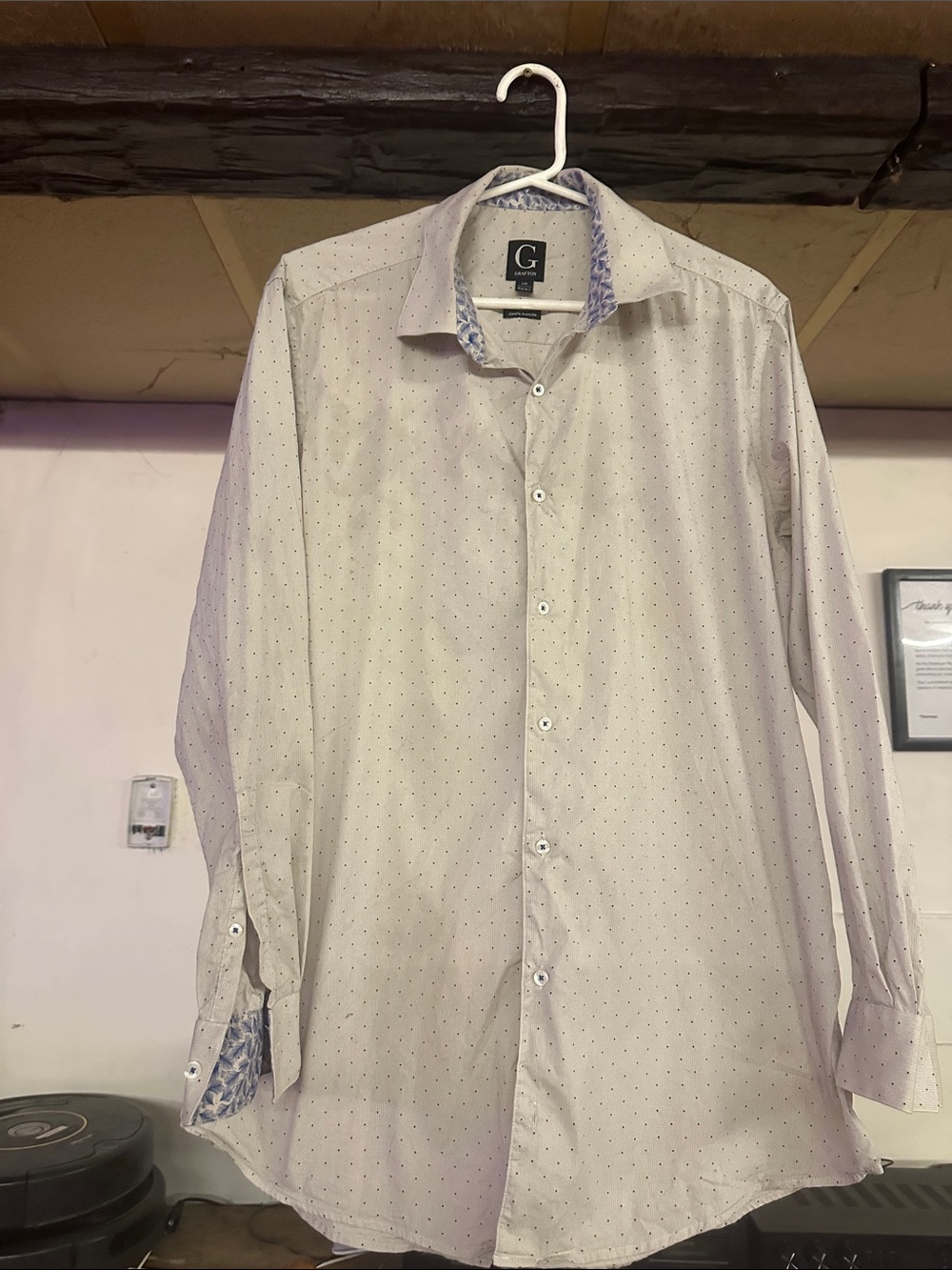 G by Guess Men’s Light Gray Microdot Dress Shirt